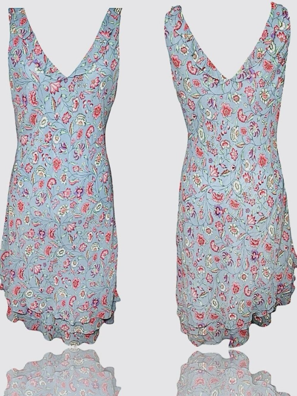 VTG 90s Ralph Lauren Blue Floral Bias Cut Midi Vintage Ralph Lauren
